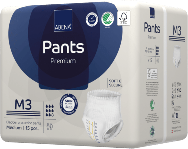 Culottes absorbantes PANTS M3 Degré d’absorption 2400ml Tour de taille : Compris entre 80 et 110cm Le sachet de 15 protections : 16,50 € J'M Santé Béziers