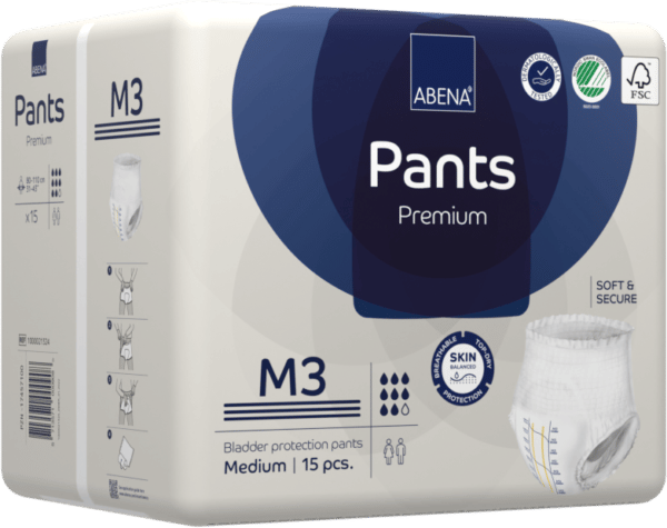 Culottes absorbantes PANTS M3 Degré d’absorption 2400ml Tour de taille : Compris entre 80 et 110cm Le sachet de 15 protections : 16,50 € J'M Santé Béziers