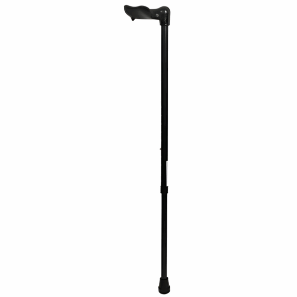 Canne anatomique réglable en hauteur, disponible avec poignée main droite ou main gauche. La main épouse parfaitement la forme de la poignée pour une prise idéale et un meilleur appui.