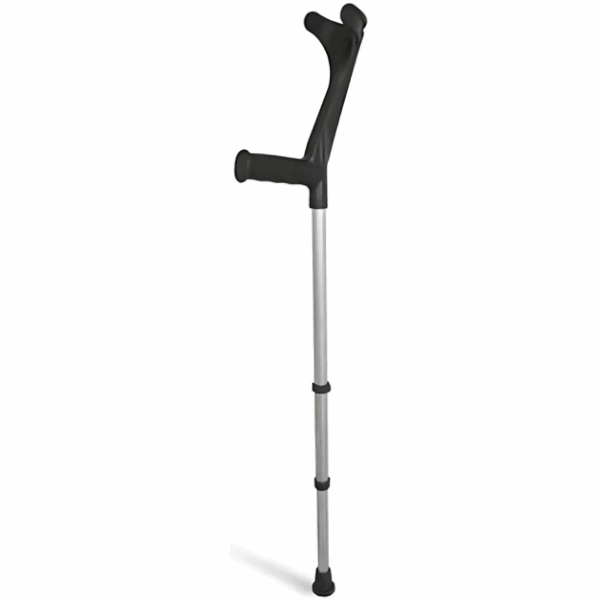 Canne anglaise réglable en hauteur et ultra légère, équipé d’une poignée anatomique et d’un appui brachial confort.