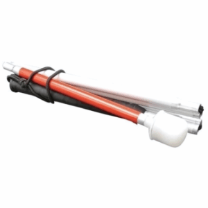 Canne télescopique pour non-voyant ou aveugle en aluminium pliable en 5 parties pour se ranger facilement dans un sac.