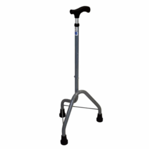 Canne tripode en acier, réglable en hauteur permet un maximum de stabilité grâce à l’écartement de ses pieds.