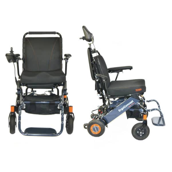 Fauteuil roulant électrique ERGOCONCEPT ERGO 07L / AA0 Ultra léger avec un poids de 22 kg Pliable en 3 secondes sans démontage Compact : adapté au coffre d’une petite voiture Utilisation en intérieur comme en extérieur Autonomie jusqu’à 30 kilomètres Adaptable avec de nombreux accessoires J'M Santé Béziers