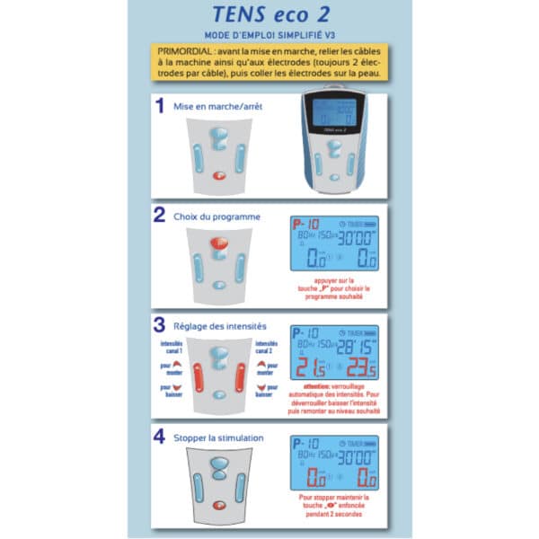 TENS ECO 2 Schwa-Medico Tens Eco 2 Neurostimulateur est un neurostimulateur transcutané conçu pour vous accompagner dans le soulagement et le traitement de douleurs multiples : lombalgie, douleurs fantômes, cervicalgies, fibromyalgies… Mais aussi contre les nausées et une prise en charge des zones sensibles du visage. J'M Santé Béziers